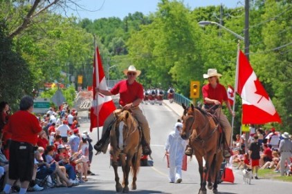 image of horses in canada day parade in glen williams