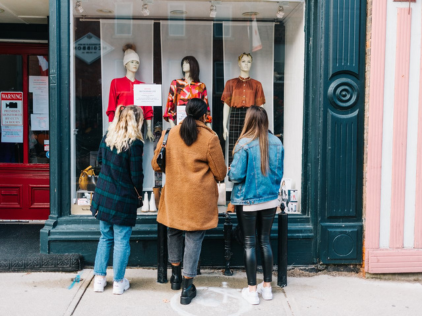 three women window shopping
