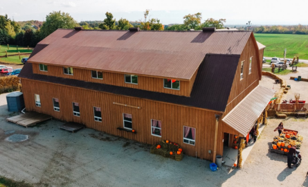 An image of the brown barn at Andrew's