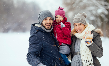 smiling family winter