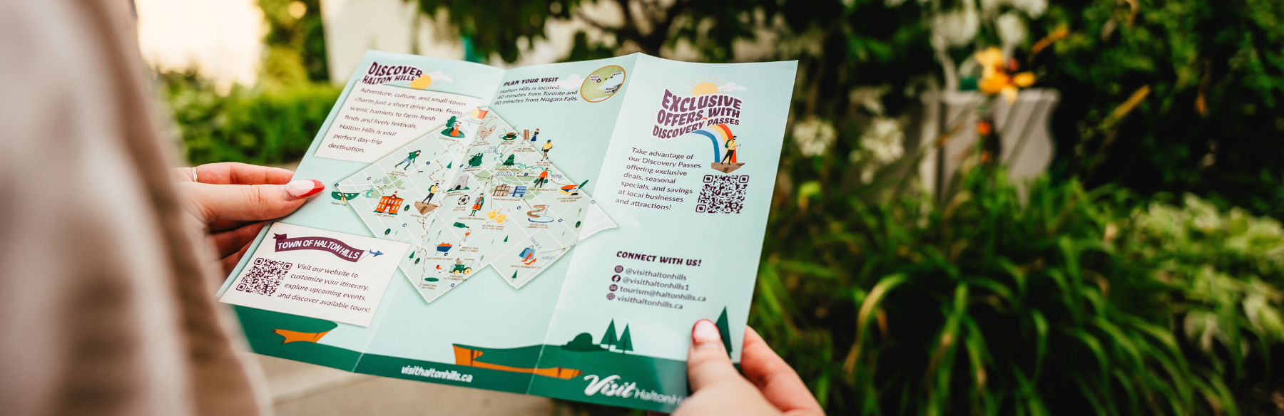 A close up picture of the Visit Halton Hills Brochure