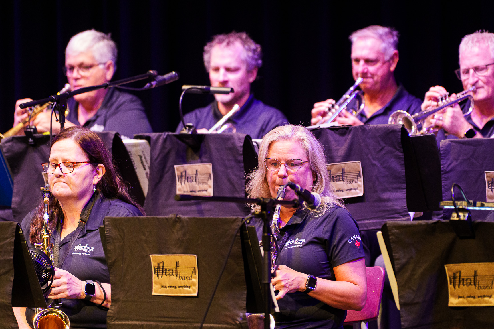 A brass band performing