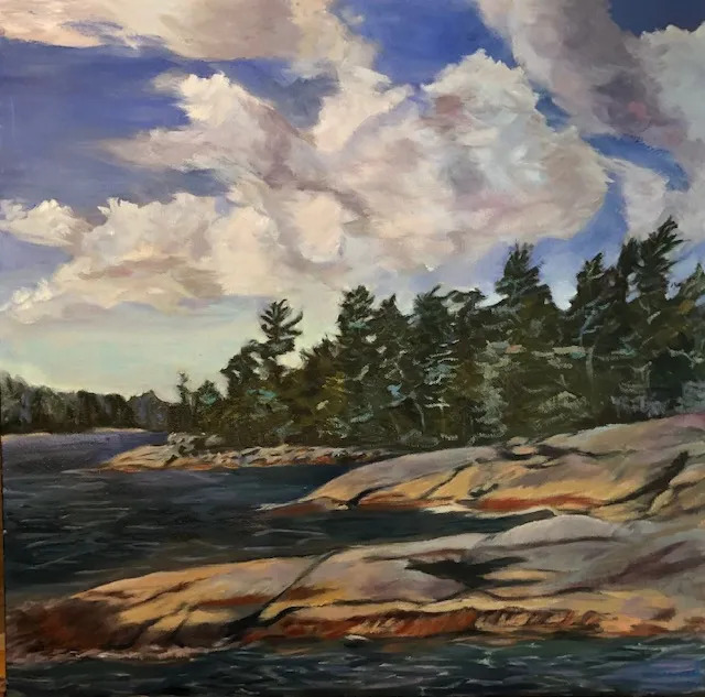 Barb Tate, On the Bay Landscape painting of a bay