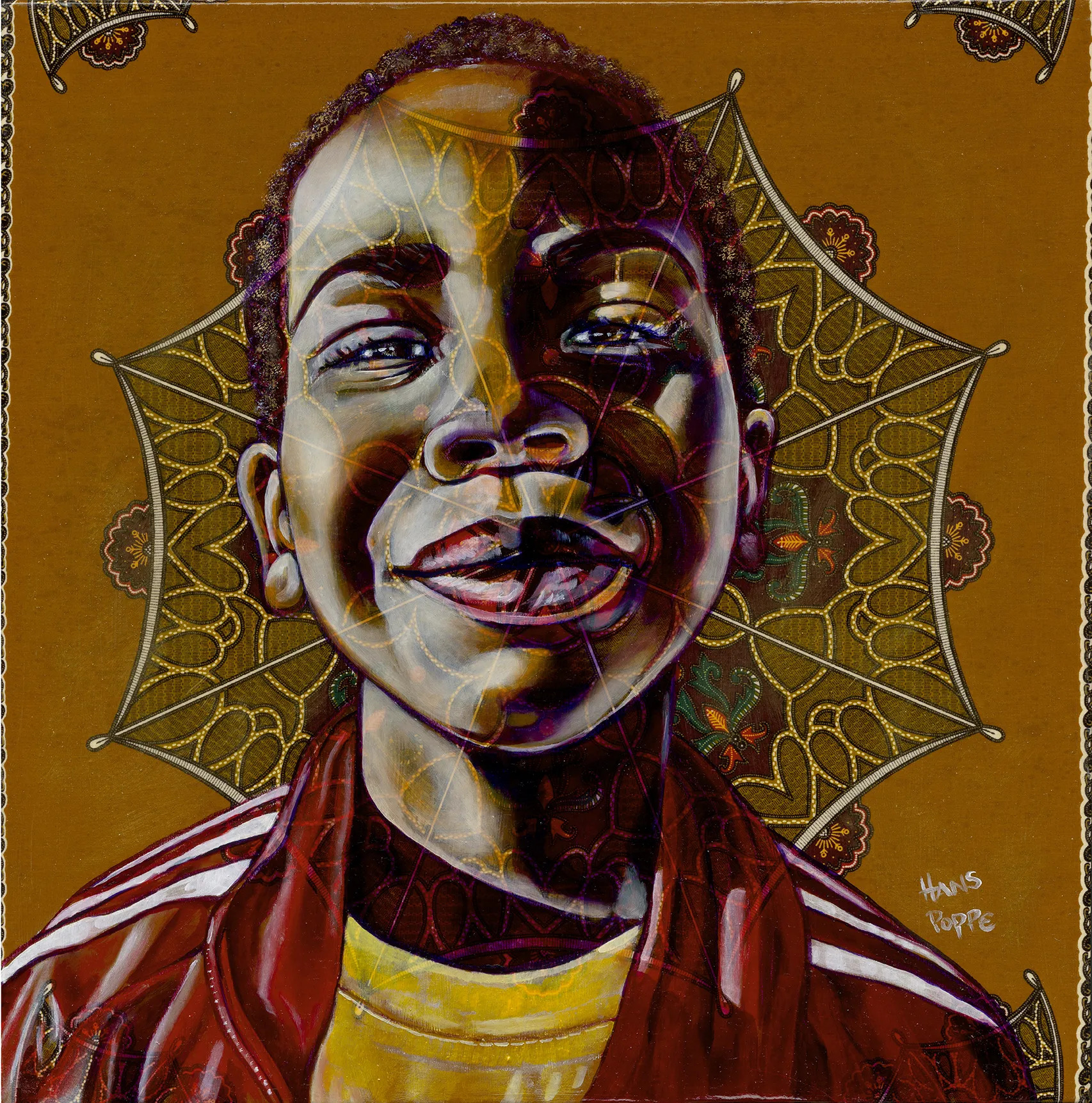 A painting of a woman smiling