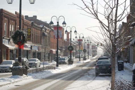 image of downtown street in a snow scene