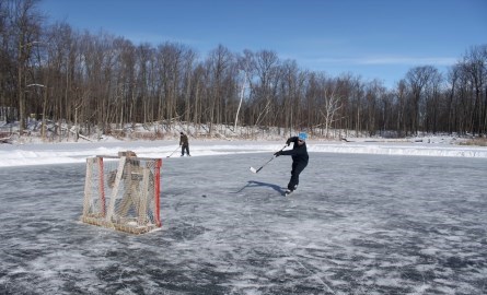 person putting on skates