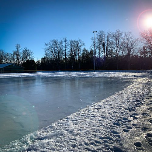 outdoor skating rink on a sunny day
