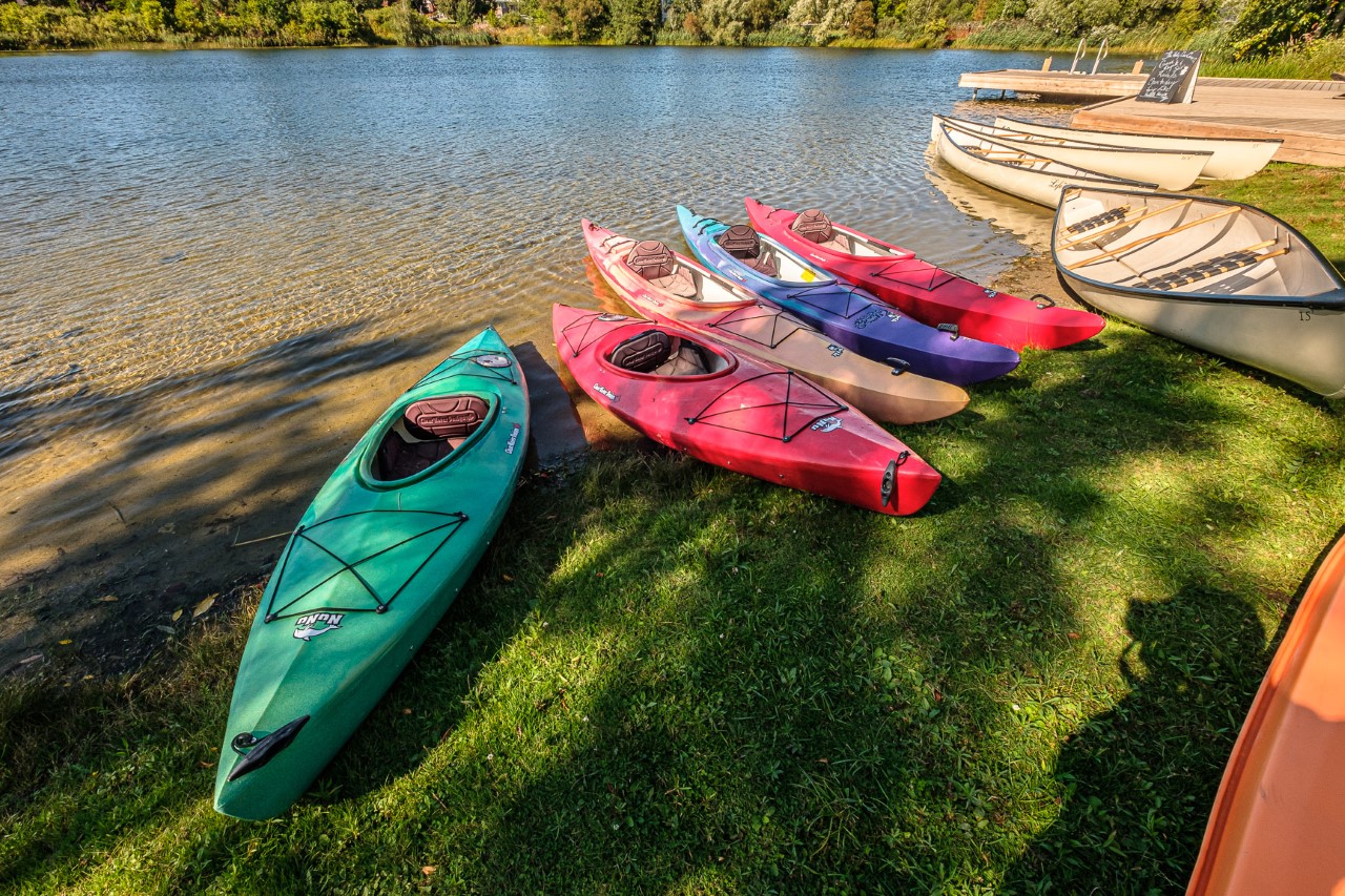 canoes beside water