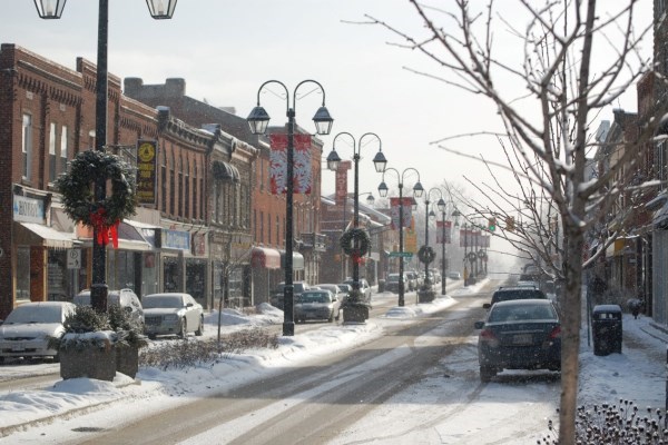 Downtown Georgetown with snow 