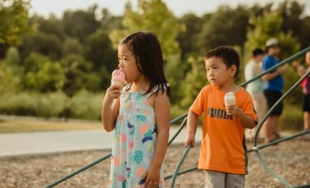 Two Children outside playing